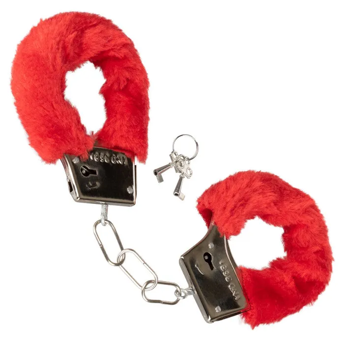 CalExotics Restraints | Playful Furry Cuffs - Red CalExotics Restraints | Playful Furry Cuffs - Red