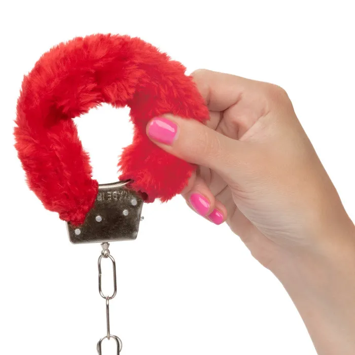 CalExotics Restraints | Playful Furry Cuffs - Red CalExotics Restraints | Playful Furry Cuffs - Red