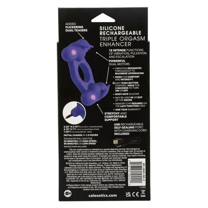 CalExotics Vibrators | Silicone Rechargeable Triple Orgasm - Purple CalExotics Vibrators | Silicone Rechargeable Triple Orgasm - Purple