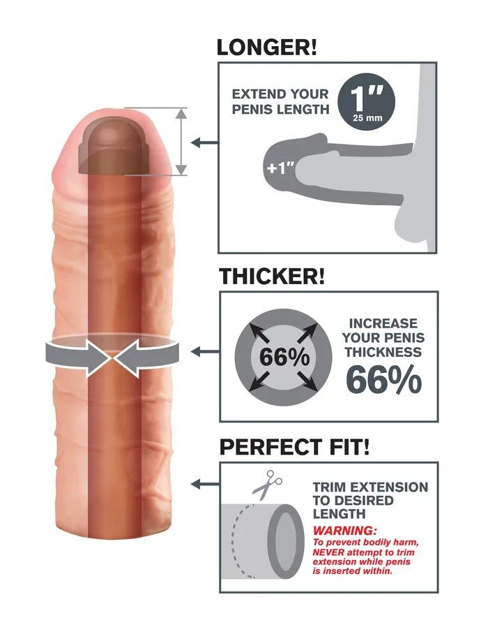 Fantasy X-tensions Mega Extension 1in Flesh | Pipedream Products Male Sex Toys
