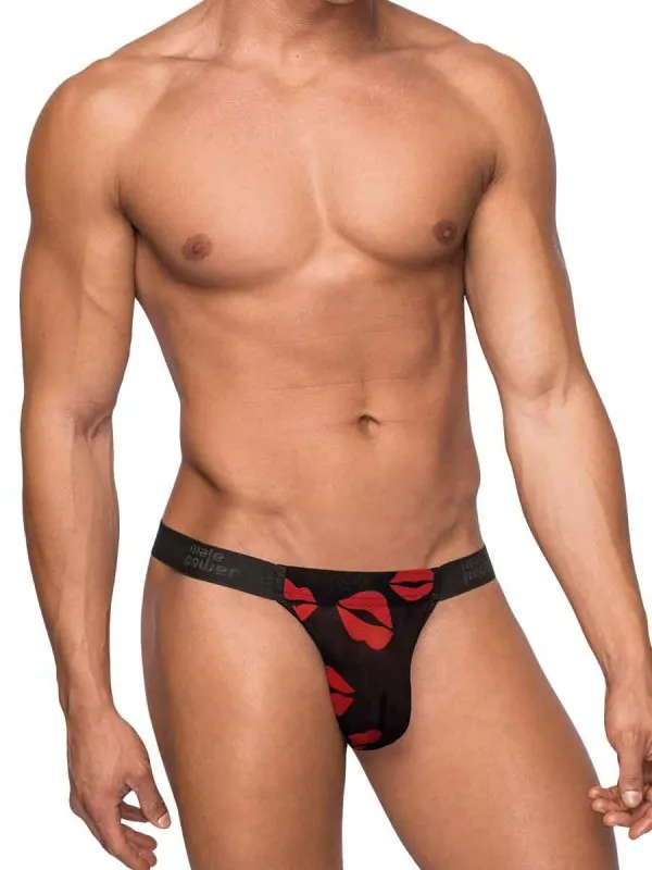 Kiss Me Micro Thong V Lip Print L-xl | Male Power Lingerie Vibrators