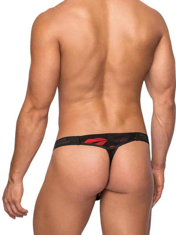 Kiss Me Micro Thong V Lip Print L-xl | Male Power Lingerie Vibrators