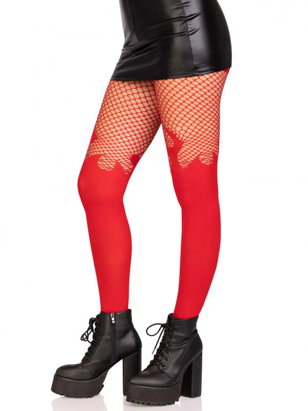 Male Sex Toys | Leg Avenue Opaque Flame Tights With Fishnet Top - One Size - Red Male Sex Toys | Leg Avenue Opaque Flame Tights With Fishnet Top - One Size - Red