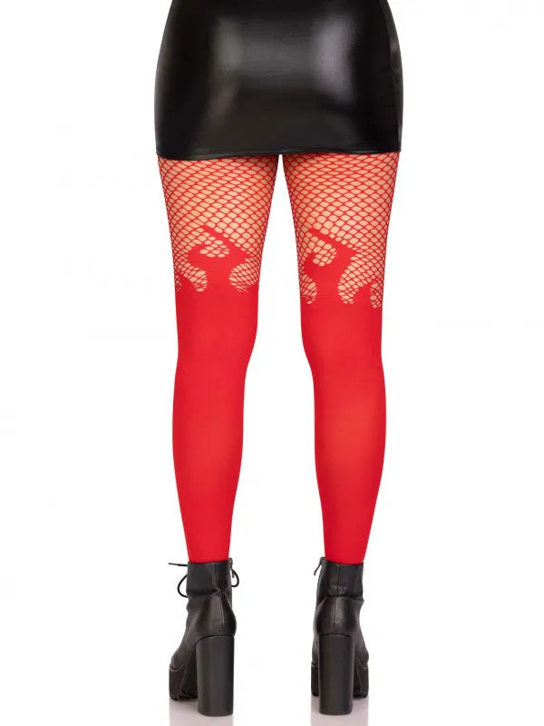 Male Sex Toys | Leg Avenue Opaque Flame Tights With Fishnet Top - One Size - Red Male Sex Toys | Leg Avenue Opaque Flame Tights With Fishnet Top - One Size - Red