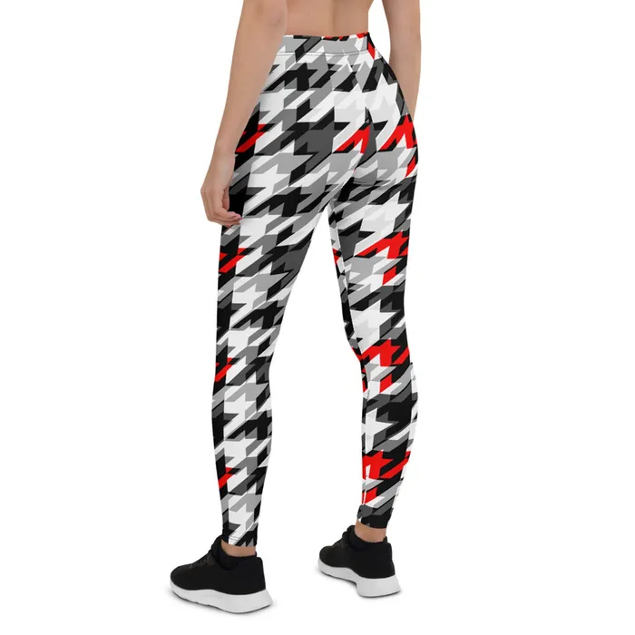 Maroon Sooty Vibrators | Womens Sports Houndstooth Leggings
