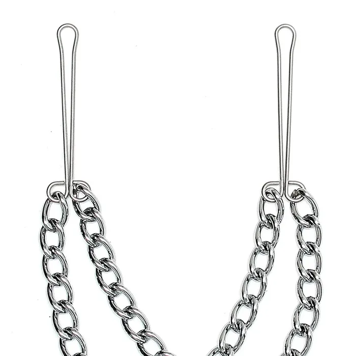 Rimba Female Sex Toys | Silver Nipple Clamps With Double Chain