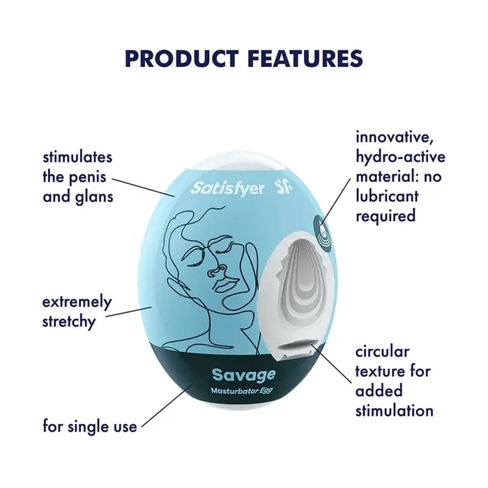Satisfyer -  Savage Light Blue Masturbator Egg | Satisfyer Vibrators