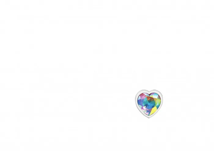Viben Cheeky Charms - Silver Metal Butt Plug - Heart - Clear - Medium | Anal