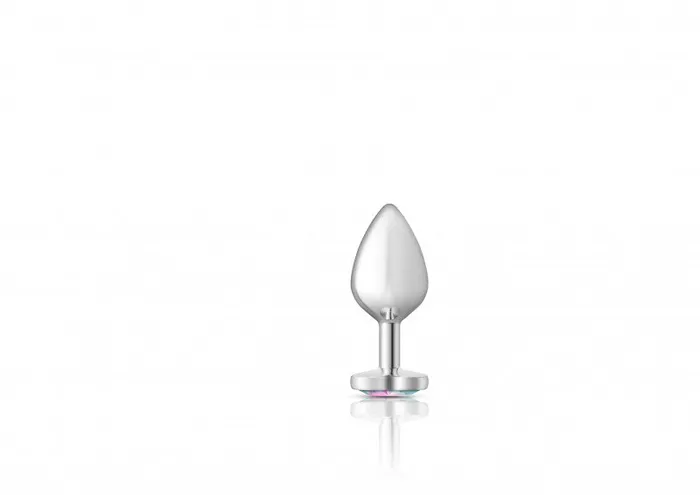 Viben Cheeky Charms - Silver Metal Butt Plug - Heart - Clear - Medium | Anal