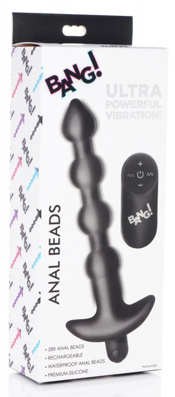 Vibrating Silicone Anal Beads and Remote Black | XR Brands Bang Anal