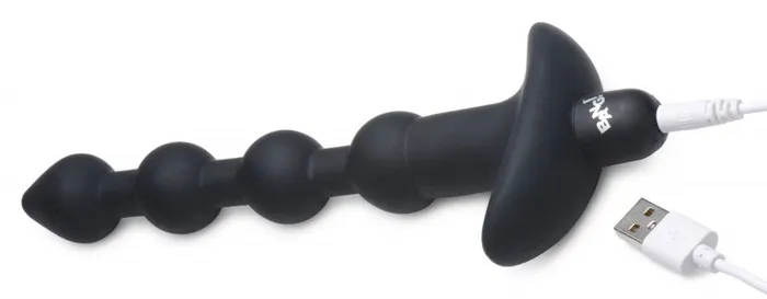 Vibrating Silicone Anal Beads and Remote Black | XR Brands Bang Anal