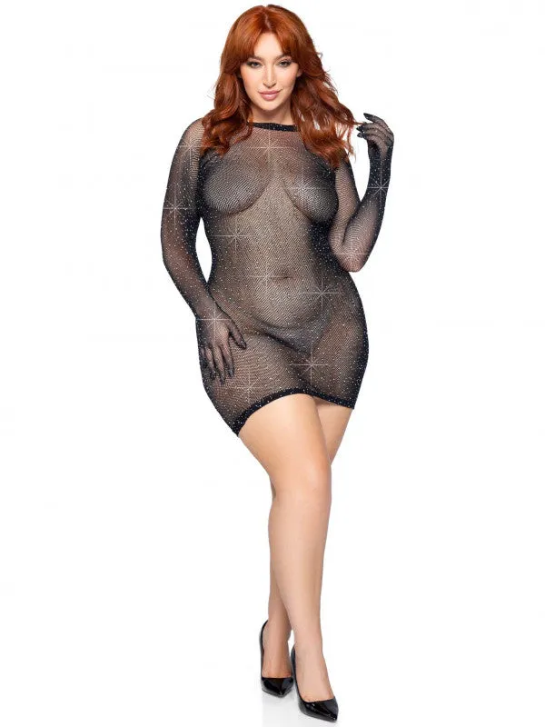 Vibrators Leg Avenue Rhinestone Fishnet Gloved Dress 1x2x
