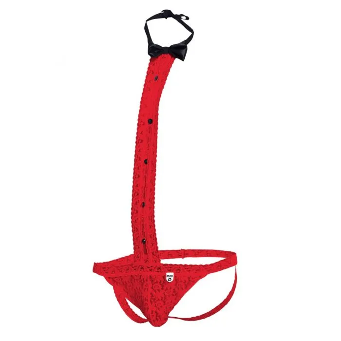 Vibrators Male Basics Mob Tuxedo Lace Thong Red Sm