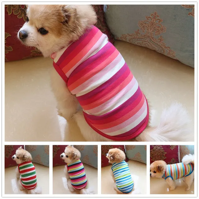 Vibrators Pet Dog Clothing Cotton Stripe Vest Puppy Cotton Black Lily