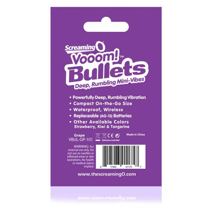 Vibrators | Screaming O Vooom Bullets Mini-Vibes - Each - Grape Vibrators | Screaming O Vooom Bullets Mini-Vibes - Each - Grape